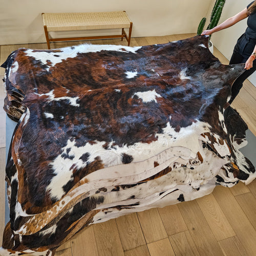 Tricolor Cowhide Rug Size 6'9" L x 6'2" W 9440