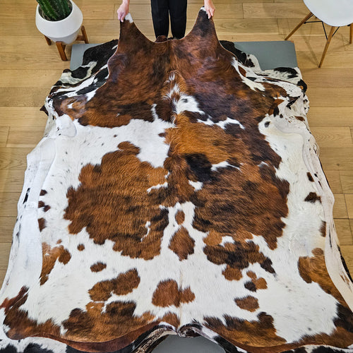 Tricolor Cowhide Rug Size 6'6" L x 6'0" W 9442