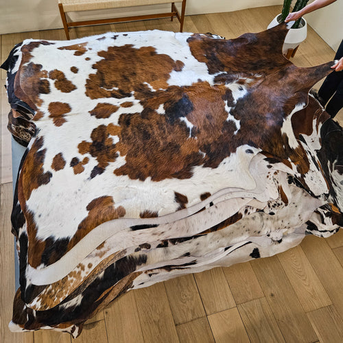 Tricolor Cowhide Rug Size 6'6" L x 6'0" W 9442