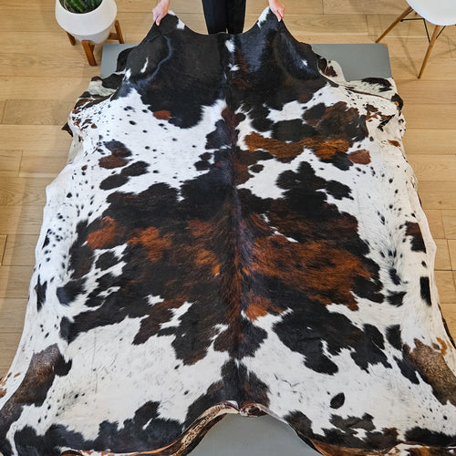 Tricolor Cowhide Rug Size 7'0" L x 6'10" W 9444