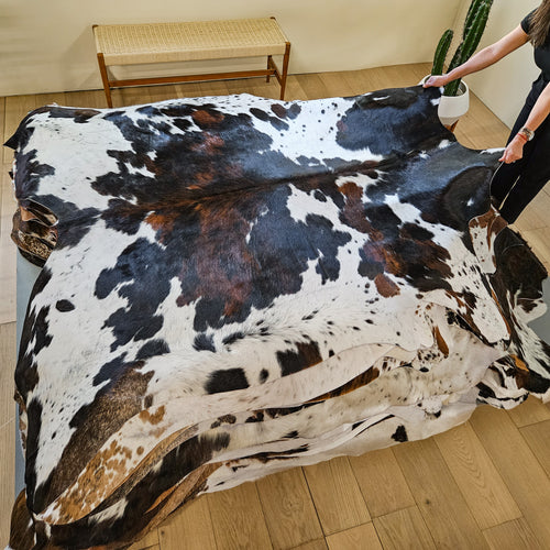 Tricolor Cowhide Rug Size 7'0" L x 6'10" W 9444