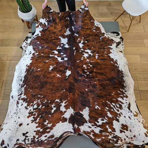 Tricolor Cowhide Rug Size 7'4" L x 7'3" W 9445