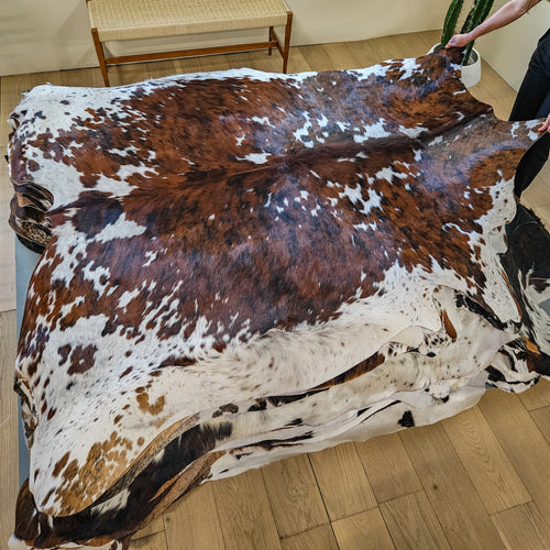 Tricolor Cowhide Rug Size 7'4" L x 7'3" W 9445