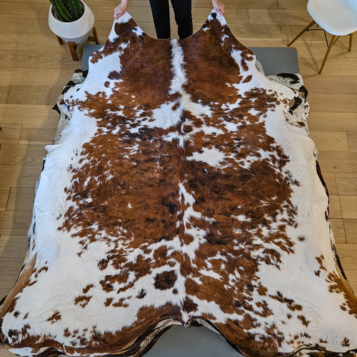 Tricolor Cowhide Rug Size 7'2" L x 6'8" W 9446