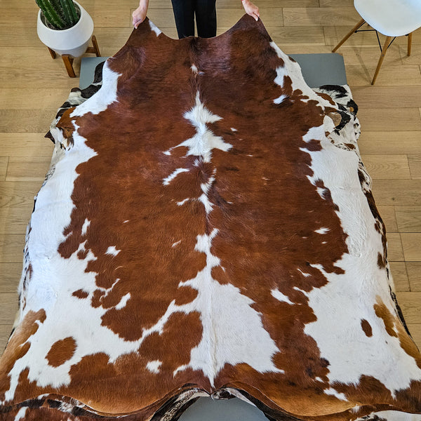 Tricolor Cowhide Rug Size 6'11" L x 7'1" W 9447