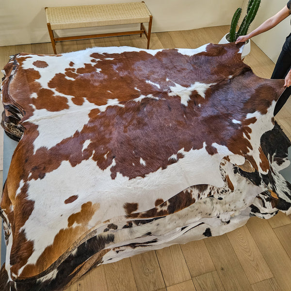 Tricolor Cowhide Rug Size 6'11" L x 7'1" W 9447