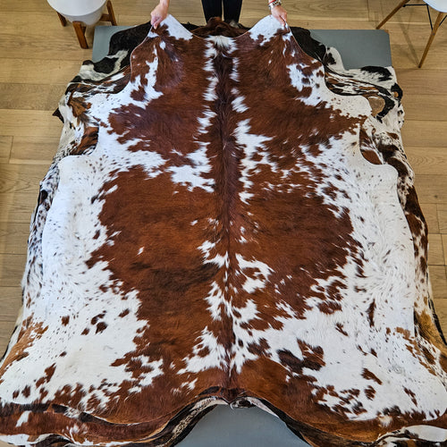 Tricolor Cowhide Rug Size 6'2" L x 6'4" W 9448