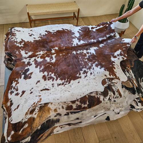 Tricolor Cowhide Rug Size 6'2" L x 6'4" W 9448