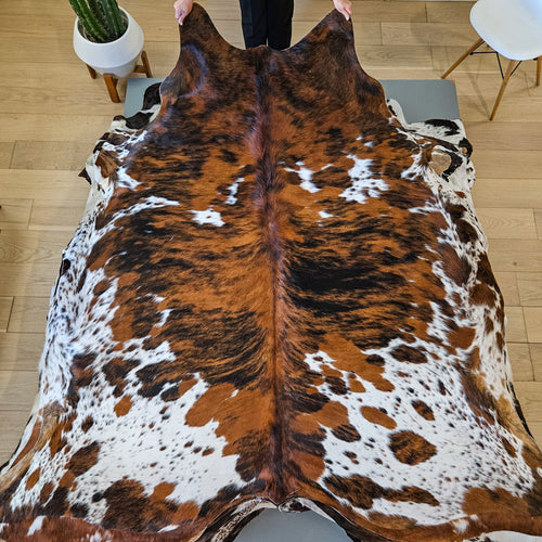 Tricolor Cowhide Rug Size 7'3" L x 7'1" W 9449