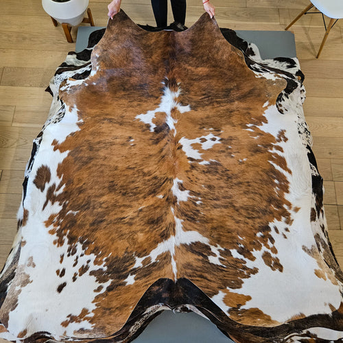 Tricolor Cowhide Rug Size 6'11" L x 6'2" W 9451