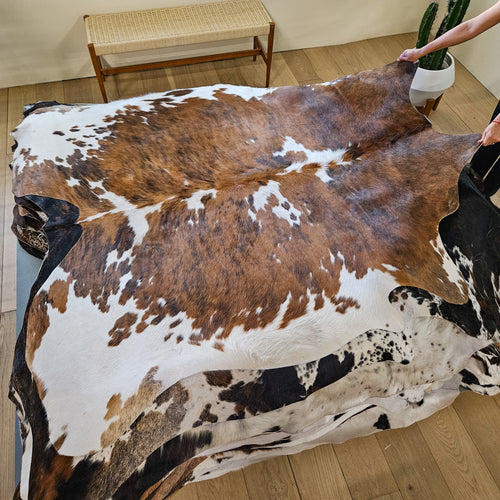 Tricolor Cowhide Rug Size 6'11" L x 6'2" W 9451