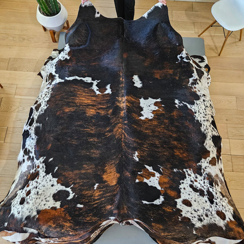 Tricolor Cowhide Rug Size 7'8" L x 7'1" W 9452