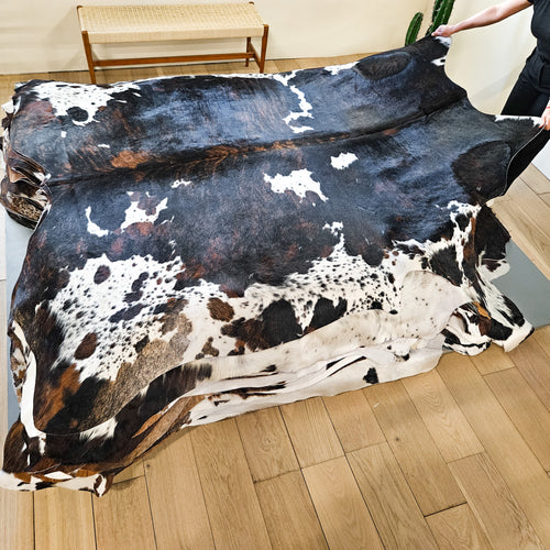 Tricolor Cowhide Rug Size 7'8" L x 7'1" W 9452