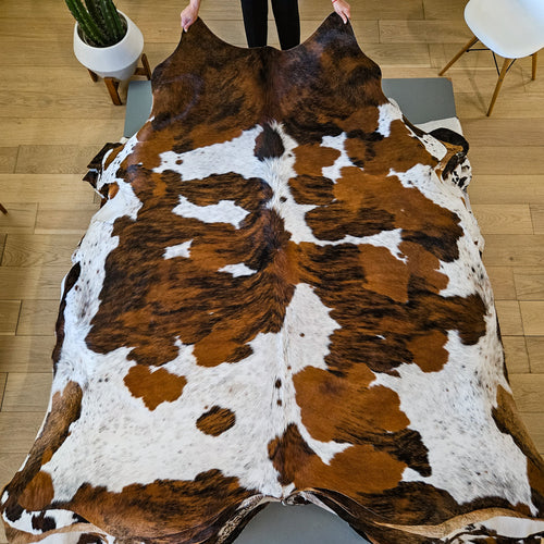 Tricolor Cowhide Rug Size 7'6" L x 7'1" W 9454