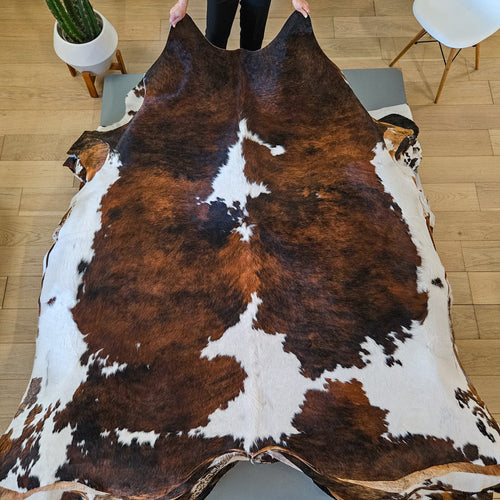 Tricolor Cowhide Rug Size 7'5" L x 7'1" W 9455