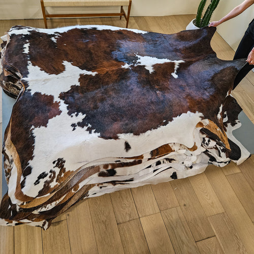 Tricolor Cowhide Rug Size 7'5" L x 7'1" W 9455