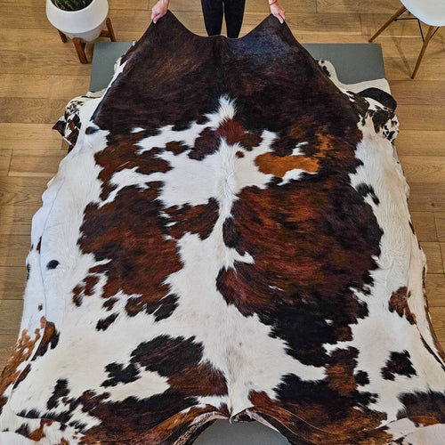 Tricolor Cowhide Rug Size 6'9" L x 6'2" W 9457