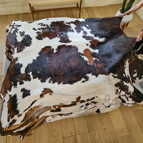 Tricolor Cowhide Rug Size 6'9" L x 6'2" W 9457