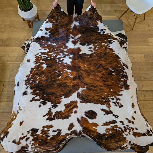 Tricolor Cowhide Rug Size 7'7" L x 7'2" W 9458