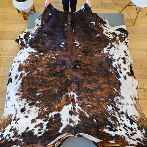 Tricolor Cowhide Rug Size 6'9" L x 7'1" W 9460