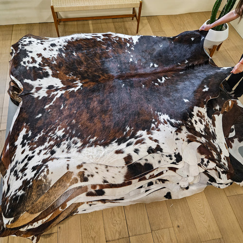 Tricolor Cowhide Rug Size 6'9" L x 7'1" W 9460