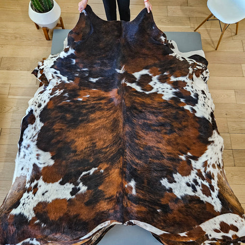 Tricolor Cowhide Rug Size 7'4" L x 7'1" W 9461