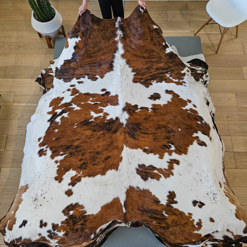 Tricolor Cowhide Rug Size 7'9" L x 7'3" W 9465