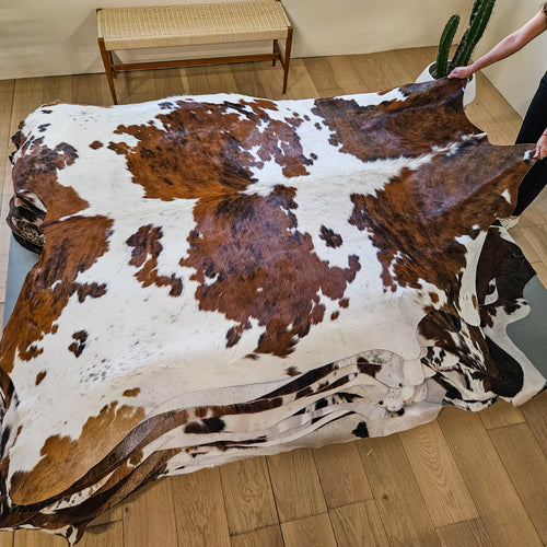 Tricolor Cowhide Rug Size 7'9" L x 7'3" W 9465