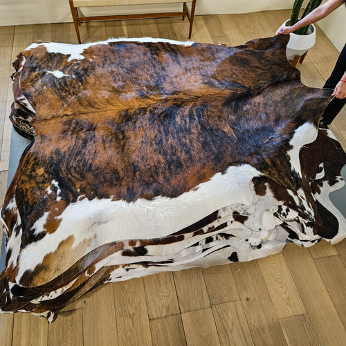 Tricolor Cowhide Rug Size 6'8" L x 7'1" W 9466