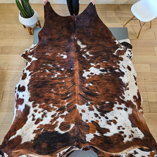 Tricolor Cowhide Rug Size 7'11" L x 7'2" W 9468