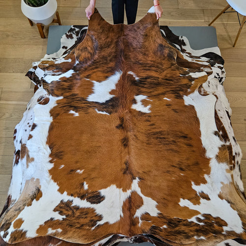 Tricolor Cowhide Rug Size 6'5" L x 6'5" W 9469