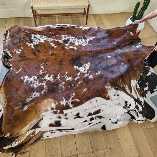 Tricolor Cowhide Rug Size 6'11" L x 6'7" W 9470