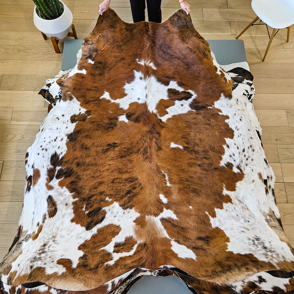 Tricolor Cowhide Rug Size 7'2" L x 6'2" W 9471