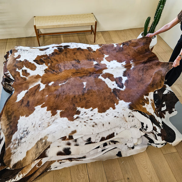 Tricolor Cowhide Rug Size 7'2" L x 6'2" W 9471