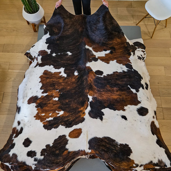 Tricolor Cowhide Rug Size 7'10" L x 6'10" W 9475