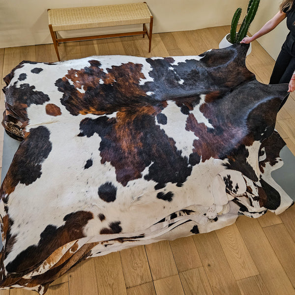 Tricolor Cowhide Rug Size 7'10" L x 6'10" W 9475