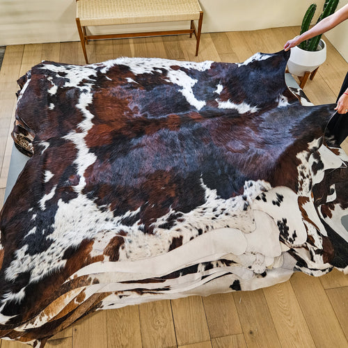 Tricolor Cowhide Rug Size 6'9" L x 6'11" W 9476