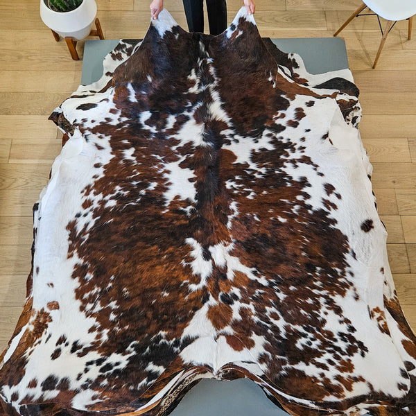 Tricolor Cowhide Rug Size 7'3" L x 6'6" W 9478