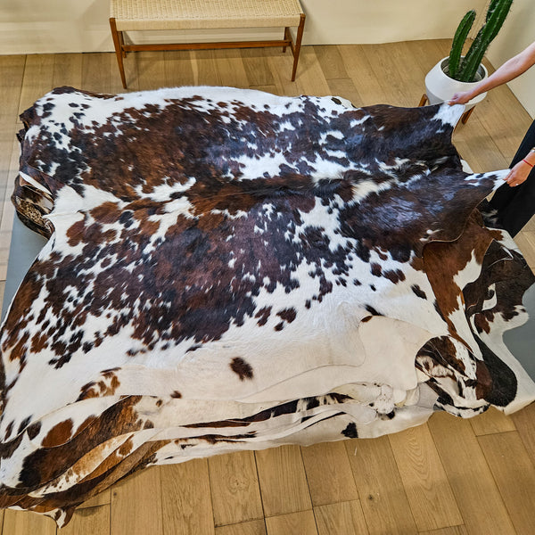 Tricolor Cowhide Rug Size 7'3" L x 6'6" W 9478