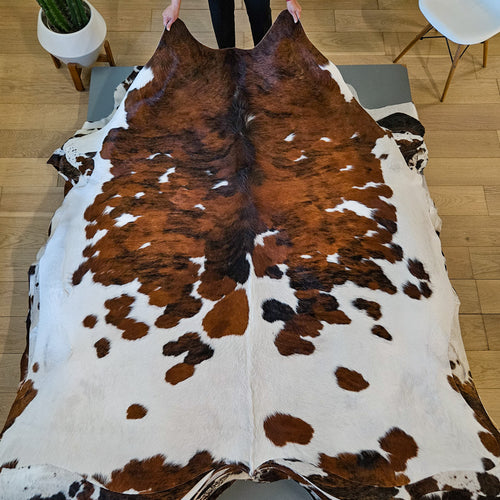 Tricolor Cowhide Rug Size 7'1" L x 6'9" W 9479