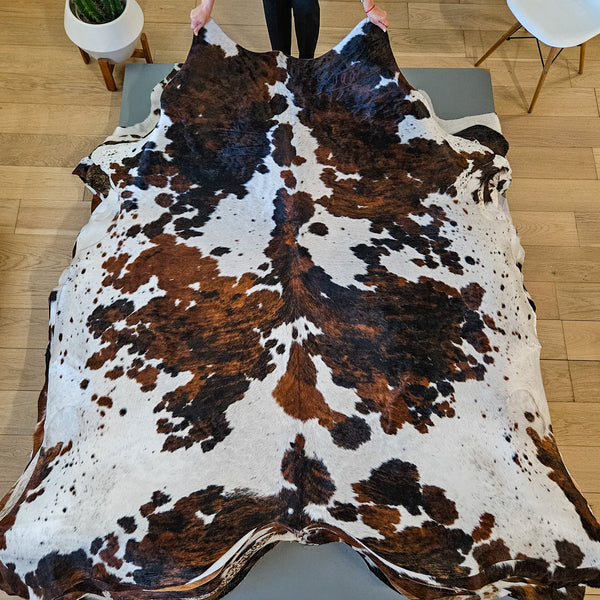 Tricolor Cowhide Rug Size 7'4" L x 7'1" W 9480