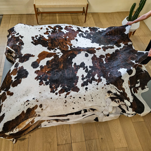 Tricolor Cowhide Rug Size 7'4" L x 7'1" W 9480