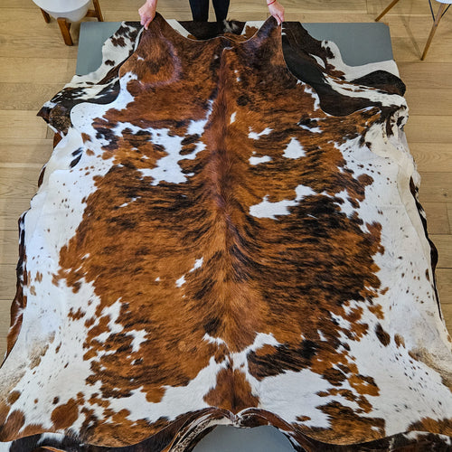 Tricolor Cowhide Rug Size 6'6" L x 6'11" W 9482