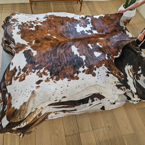 Tricolor Cowhide Rug Size 6'6" L x 6'11" W 9482