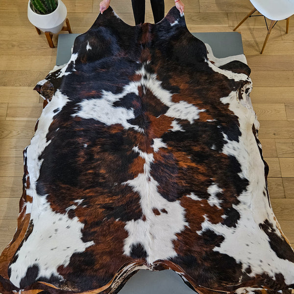 Tricolor Cowhide Rug Size 7'6" L x 6'10" W 9483