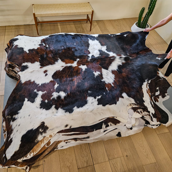 Tricolor Cowhide Rug Size 7'6" L x 6'10" W 9483