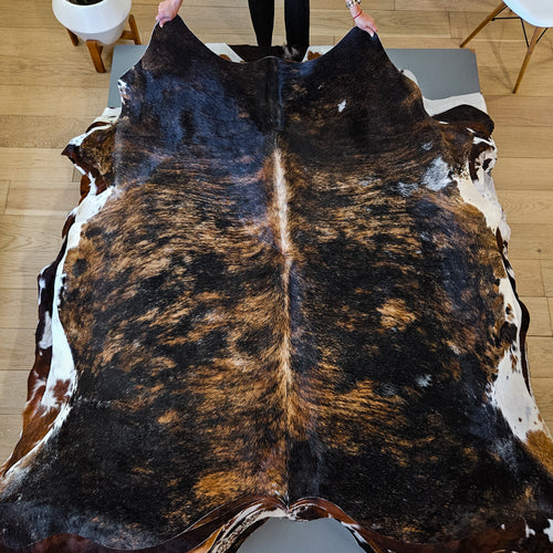 Brazilian Brindle Cowhide Rug Size 7'0" L x 7'2" W 9485