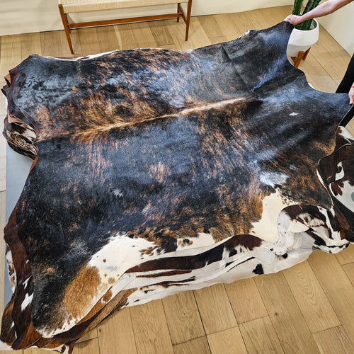 Brazilian Brindle Cowhide Rug Size 7'0" L x 7'2" W 9485