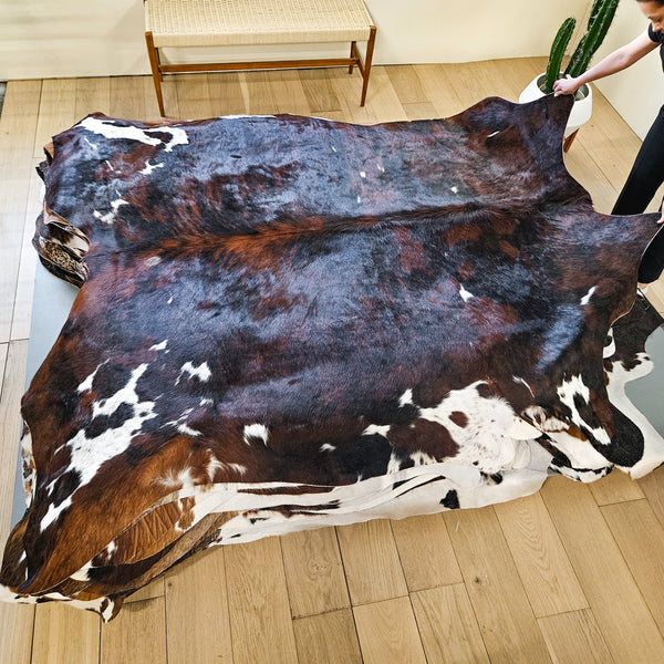 Tricolor Cowhide Rug Size 7'10" L x 7'5" W 9487