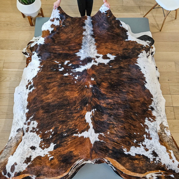 Tricolor Cowhide Rug Size 7'4" L x 7'2" W 9488